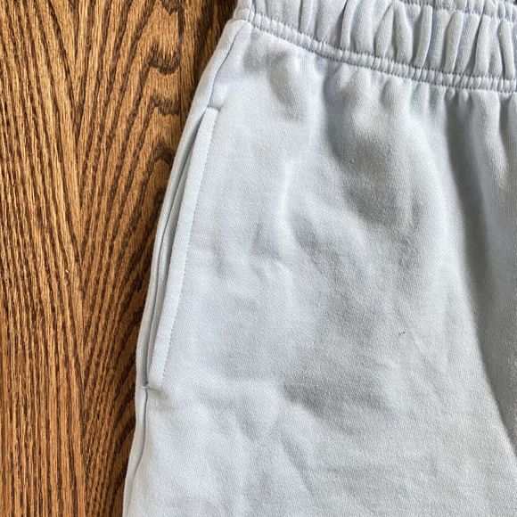 NWT NIA Mid Rise Terry Fleece Shorts Women Medium Sky Blue Elastic Drawstring - Picture 2 of 10